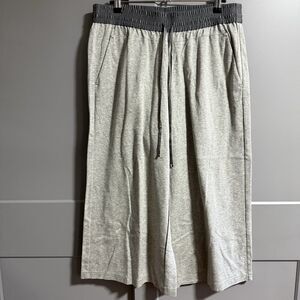 Lafayette 148 Women Pull On Elastic Waist Wide Leg Crop Pants Gray Large Lounge